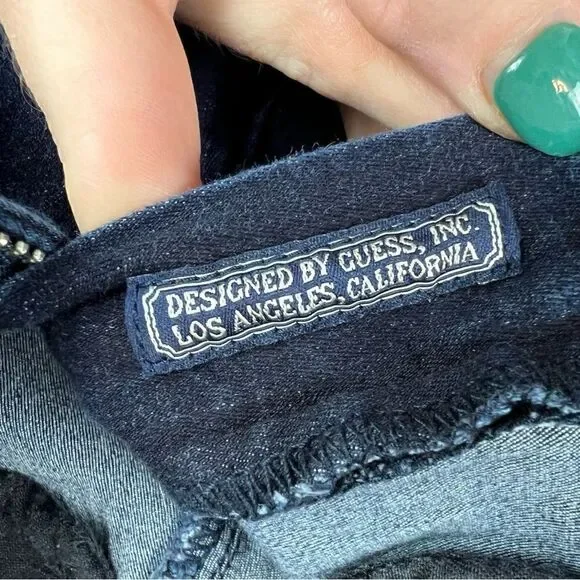 Guess Mid-Rise Flare Trouser Style Dark Wash Denim Jeans 28 - Picture 10 of 11